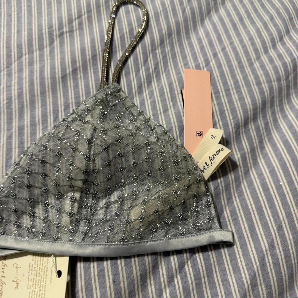 For Love And Lemons Holiday 2023 Bralette Silver Glitter - Picture 5 of 6